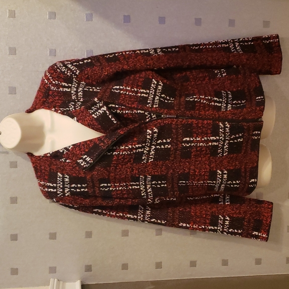 Chaps Sweater Blazer Jacket, Size L, Burgundy white black - Picture 5 of 8